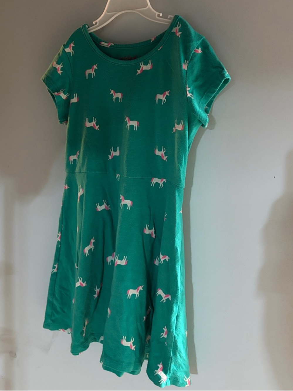 Cat & Jack Girls' Teal Unicorn Print Short Sleeve Dress